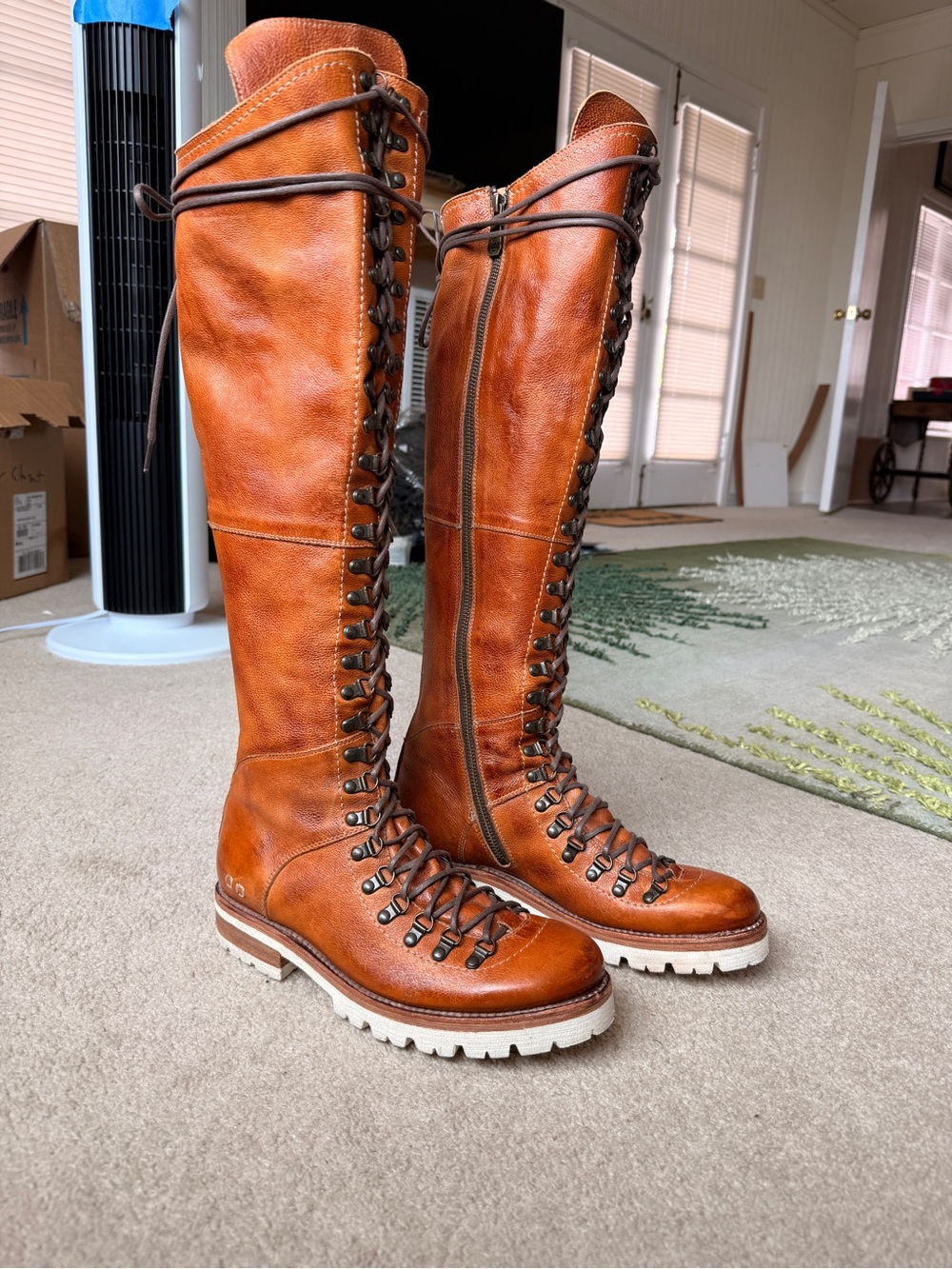 BED|STU x Free People Victory (Lustrous) Pecan Tall Lace-Up Leather Boots - Picture 2 of 15